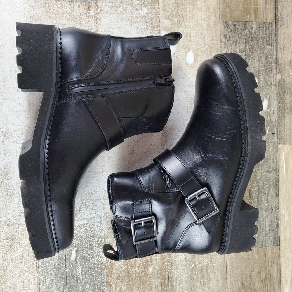 Vionic Folsom Womens Ankle Boot Sz 6.5 W Black Leather Buckle Side Zip Round Toe - Picture 6 of 10